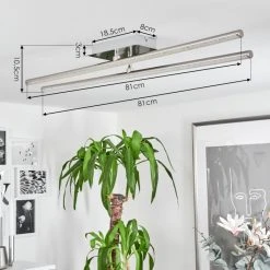 Hofstein Noppa Deckenleuchte LED Nickel-Matt, Chrom, 2-flammig, Fernbedienung, Farbwechsler -LED Leuchten Verkäufe 2022 noppa deckenleuchte h3580158 3