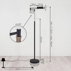 Hofstein Norrlida Stehleuchte LED Chrom, Schwarz, 1-flammig -LED Leuchten Verkäufe 2022 norrlida stehleuchte h3426104 3