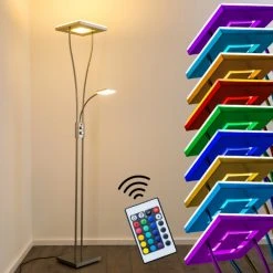 Hofstein Notigi Deckenfluter LED Nickel-Matt, 2-flammig, Fernbedienung, Farbwechsler -LED Leuchten Verkäufe 2022 notigi deckenfluter h000632 2