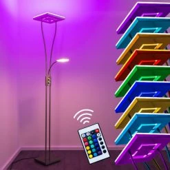 Hofstein Notigi Deckenfluter LED Nickel-Matt, 2-flammig, Fernbedienung, Farbwechsler -LED Leuchten Verkäufe 2022 notigi deckenfluter h000632 5