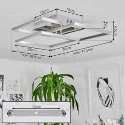 Hofstein Oberegg Deckenleuchte LED Nickel-Matt, Chrom, 1-flammig, Fernbedienung -LED Leuchten Verkäufe 2022 oberegg deckenleuchte h3562307 3