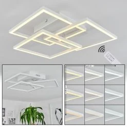 Hofstein Oberegg Deckenleuchte LED Chrom, Wei&szlig;, 1-flammig, Fernbedienung