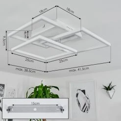 Hofstein Oberegg Deckenleuchte LED Chrom, Wei&szlig;, 1-flammig, Fernbedienung -LED Leuchten Verkäufe 2022 oberegg deckenleuchte h3562314 3