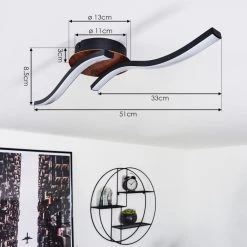 Hofstein Odda Deckenleuchte LED Schwarz, Holzoptik, 2-flammig -LED Leuchten Verkäufe 2022 odda deckenleuchte h3436950 3