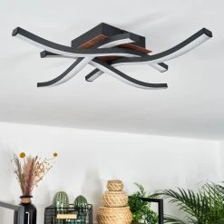 Hofstein Odda Deckenleuchte LED Schwarz, Holzoptik, 4-flammig -LED Leuchten Verkäufe 2022 odda deckenleuchte h3458235 9