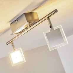 Hofstein Oxford Deckenleuchte LED Chrom, 2-flammig, Fernbedienung, Farbwechsler -LED Leuchten Verkäufe 2022 oxford deckenleuchte h3009765 12