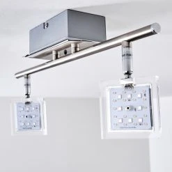 Hofstein Oxford Deckenleuchte LED Chrom, 2-flammig, Fernbedienung, Farbwechsler -LED Leuchten Verkäufe 2022 oxford deckenleuchte h3009765 13