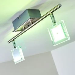 Hofstein Oxford Deckenleuchte LED Chrom, 2-flammig, Fernbedienung, Farbwechsler -LED Leuchten Verkäufe 2022 oxford deckenleuchte h3009765 14