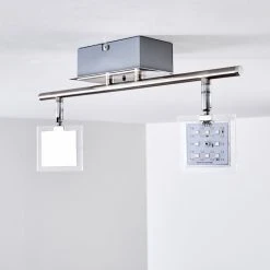 Hofstein Oxford Deckenleuchte LED Chrom, 2-flammig, Fernbedienung, Farbwechsler -LED Leuchten Verkäufe 2022 oxford deckenleuchte h3009765 15