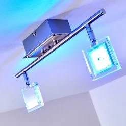 Hofstein Oxford Deckenleuchte LED Chrom, 2-flammig, Fernbedienung, Farbwechsler -LED Leuchten Verkäufe 2022 oxford deckenleuchte h3009765 18