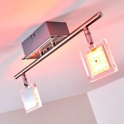 Hofstein Oxford Deckenleuchte LED Chrom, 2-flammig, Fernbedienung, Farbwechsler -LED Leuchten Verkäufe 2022 oxford deckenleuchte h3009765 19