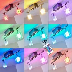 Hofstein Oxford Deckenleuchte LED Chrom, 2-flammig, Fernbedienung, Farbwechsler -LED Leuchten Verkäufe 2022 oxford deckenleuchte h3009765 2