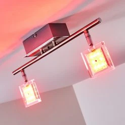 Hofstein Oxford Deckenleuchte LED Chrom, 2-flammig, Fernbedienung, Farbwechsler -LED Leuchten Verkäufe 2022 oxford deckenleuchte h3009765 22