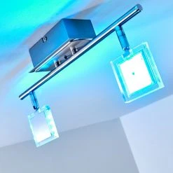 Hofstein Oxford Deckenleuchte LED Chrom, 2-flammig, Fernbedienung, Farbwechsler -LED Leuchten Verkäufe 2022 oxford deckenleuchte h3009765 5