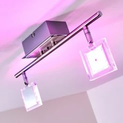 Hofstein Oxford Deckenleuchte LED Chrom, 2-flammig, Fernbedienung, Farbwechsler -LED Leuchten Verkäufe 2022 oxford deckenleuchte h3009765 7