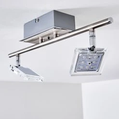 Hofstein Oxford Deckenleuchte LED Chrom, 2-flammig, Fernbedienung, Farbwechsler -LED Leuchten Verkäufe 2022 oxford deckenleuchte h3009765 8