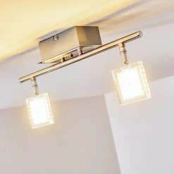 Hofstein Oxford Deckenleuchte LED Chrom, 2-flammig, Fernbedienung, Farbwechsler -LED Leuchten Verkäufe 2022 oxford deckenleuchte h3009765 9