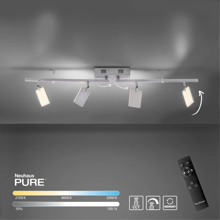 Paul Neuhaus Leuchten Paul Neuhaus PURE-MIRA Deckenleuchte LED Aluminium, 4-flammig, Fernbedienung 11 Paul Neuhaus Leuchten Paul Neuhaus PURE-MIRA Deckenleuchte LED Aluminium, 4-flammig, Fernbedienung – Bild 11