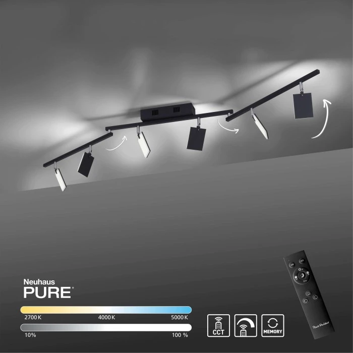 Paul Neuhaus Leuchten Paul Neuhaus PURE-MIRA Deckenleuchte LED Schwarz, 6-flammig, Fernbedienung 9 Paul Neuhaus Leuchten Paul Neuhaus PURE-MIRA Deckenleuchte LED Schwarz, 6-flammig, Fernbedienung – Bild 9
