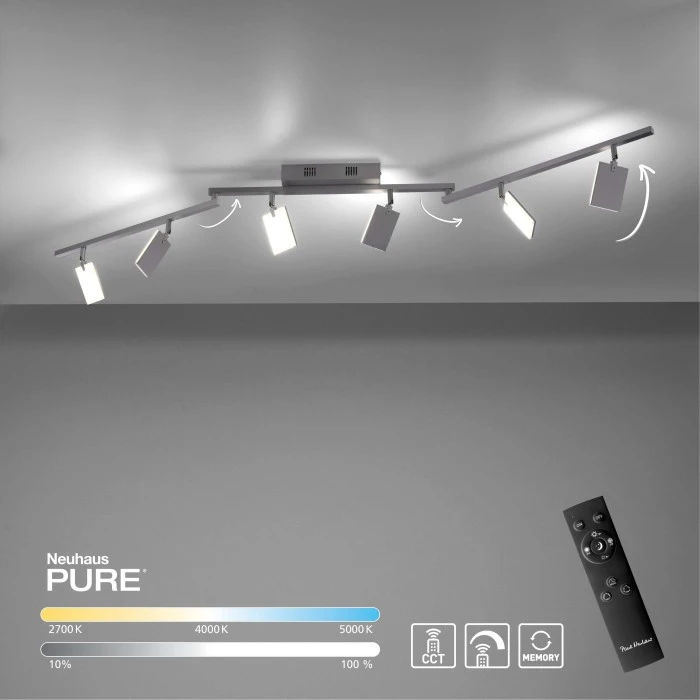 Paul Neuhaus Leuchten Paul Neuhaus PURE-MIRA Deckenleuchte LED Aluminium, 6-flammig, Fernbedienung 12 Paul Neuhaus Leuchten Paul Neuhaus PURE-MIRA Deckenleuchte LED Aluminium, 6-flammig, Fernbedienung – Bild 12