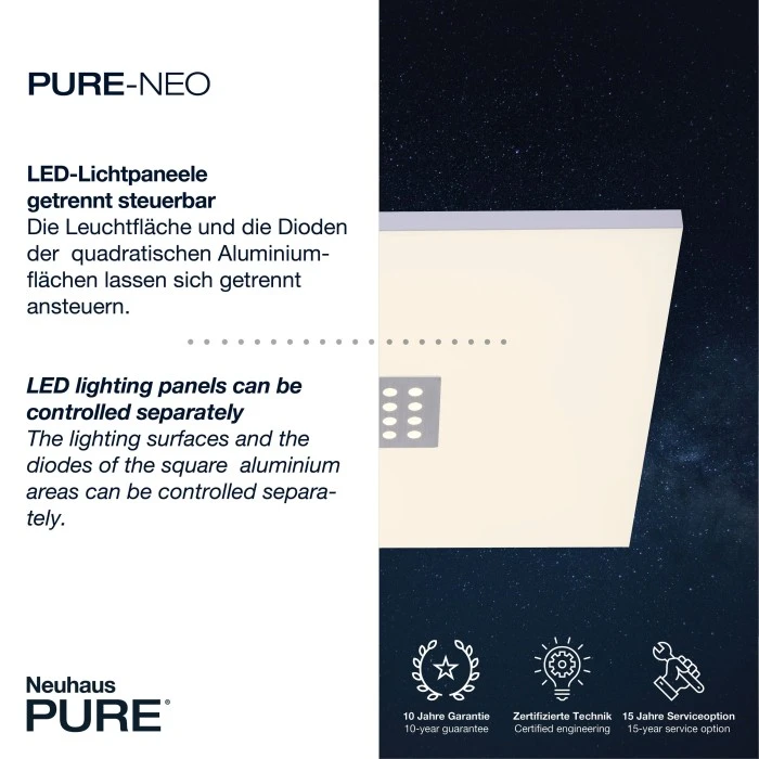 Paul Neuhaus Leuchten Paul Neuhaus PURE-NEO Deckenleuchte LED Aluminium, 5-flammig, Fernbedienung 5 Paul Neuhaus Leuchten Paul Neuhaus PURE-NEO Deckenleuchte LED Aluminium, 5-flammig, Fernbedienung – Bild 5