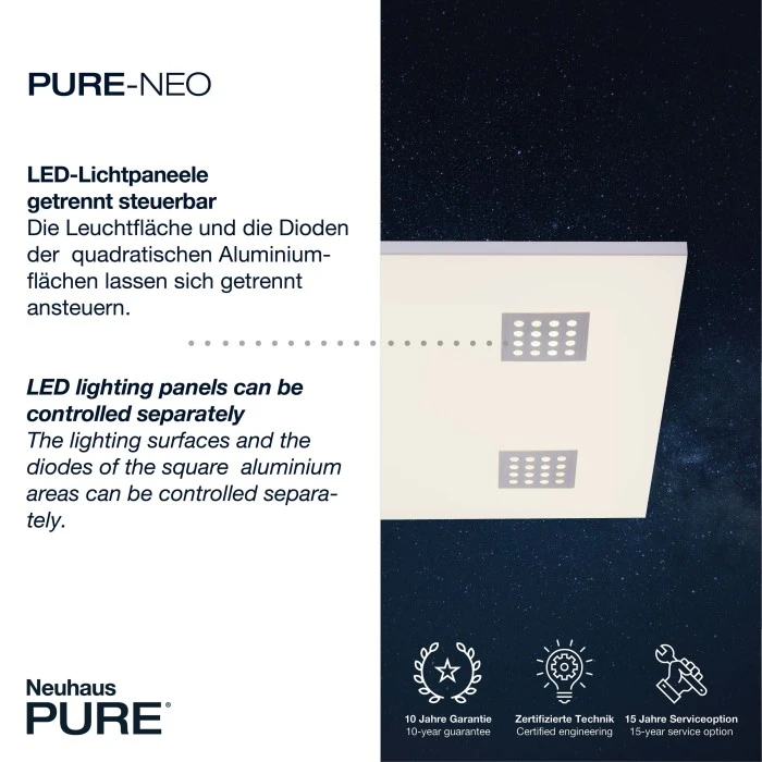 Paul Neuhaus Leuchten Paul Neuhaus PURE-NEO Deckenleuchte LED Aluminium, 4-flammig, Fernbedienung 5 Paul Neuhaus Leuchten Paul Neuhaus PURE-NEO Deckenleuchte LED Aluminium, 4-flammig, Fernbedienung – Bild 5