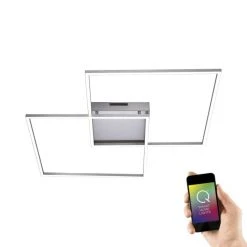 Paul Neuhaus Q-Serie Paul Neuhaus Q-Inigo Deckenleuchte LED Edelstahl, 2-flammig, Fernbedienung