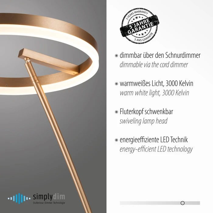 Paul Neuhaus Leuchten Paul Neuhaus TITUS Stehleuchte LED Messing, 1-flammig 3 Paul Neuhaus Leuchten Paul Neuhaus TITUS Stehleuchte LED Messing, 1-flammig – Bild 3