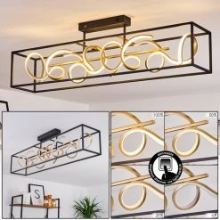 Hofstein Pericos Deckenleuchte LED Schwarz, Gold, 4-flammig