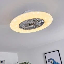 Hofstein Petrovac Deckenventilator LED Chrom, Wei&szlig;, 1-flammig, Fernbedienung -LED Leuchten Verkäufe 2022 petrovac deckenventilator h3334966 11