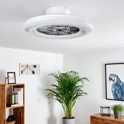 Hofstein Petrovac Deckenventilator LED Chrom, Wei&szlig;, 1-flammig, Fernbedienung -LED Leuchten Verkäufe 2022 petrovac deckenventilator h3334966 12
