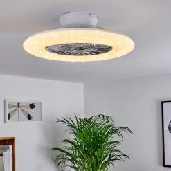 Hofstein Petrovac Deckenventilator LED Chrom, Wei&szlig;, 1-flammig, Fernbedienung -LED Leuchten Verkäufe 2022 petrovac deckenventilator h3334966 24