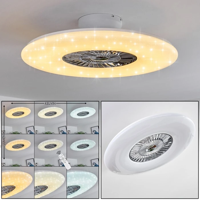 Hofstein Petrovac Deckenventilator LED Chrom, Weiß, 1-flammig, Fernbedienung 1 Hofstein Petrovac Deckenventilator LED Chrom, Weiß, 1-flammig, Fernbedienung