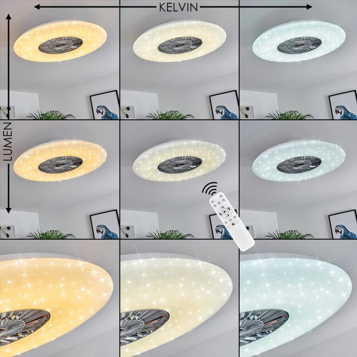 Hofstein Petrovac Deckenventilator LED Chrom, Weiß, 1-flammig, Fernbedienung 4 Hofstein Petrovac Deckenventilator LED Chrom, Weiß, 1-flammig, Fernbedienung – Bild 4
