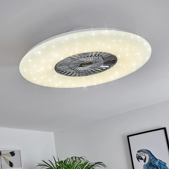 Hofstein Petrovac Deckenventilator LED Chrom, Weiß, 1-flammig, Fernbedienung 7 Hofstein Petrovac Deckenventilator LED Chrom, Weiß, 1-flammig, Fernbedienung – Bild 7
