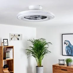 Hofstein Piacenza Deckenventilator LED Chrom, Wei&szlig;, 1-flammig, Fernbedienung -LED Leuchten Verkäufe 2022 piacenza deckenventilator h3335000 12