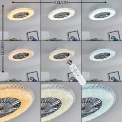 Hofstein Piacenza Deckenventilator LED Chrom, Wei&szlig;, 1-flammig, Fernbedienung -LED Leuchten Verkäufe 2022 piacenza deckenventilator h3335000 2