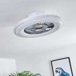 Hofstein Piacenza Deckenventilator LED Chrom, Wei&szlig;, 1-flammig, Fernbedienung -LED Leuchten Verkäufe 2022 piacenza deckenventilator h3335000 21
