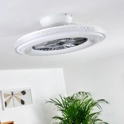 Hofstein Piacenza Deckenventilator LED Chrom, Wei&szlig;, 1-flammig, Fernbedienung -LED Leuchten Verkäufe 2022 piacenza deckenventilator h3335000 3