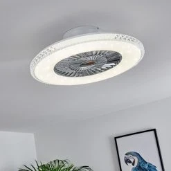 Hofstein Piacenza Deckenventilator LED Chrom, Wei&szlig;, 1-flammig, Fernbedienung -LED Leuchten Verkäufe 2022 piacenza deckenventilator h3335000 5