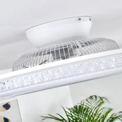 Hofstein Piacenza Deckenventilator LED Chrom, Wei&szlig;, 1-flammig, Fernbedienung -LED Leuchten Verkäufe 2022 piacenza deckenventilator h3335000 9