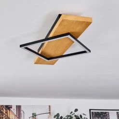 Hofstein Pompu Deckenleuche LED Schwarz, Holz hell, 1-flammig -LED Leuchten Verkäufe 2022 pompu deckenleuche h3564486 4