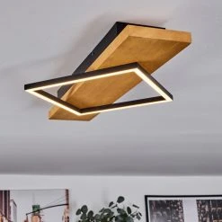 Hofstein Pompu Deckenleuche LED Schwarz, Holz hell, 1-flammig -LED Leuchten Verkäufe 2022 pompu deckenleuche h3564486 8