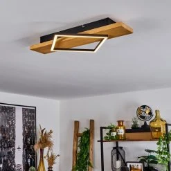 Hofstein Pompu Deckenleuche LED Schwarz, Holz hell, 1-flammig -LED Leuchten Verkäufe 2022 pompu deckenleuche h3564486 9