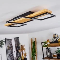 Hofstein Pompu Deckenleuche LED Schwarz, Holz hell, 1-flammig -LED Leuchten Verkäufe 2022 pompu deckenleuche h3564509 10