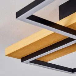 Hofstein Pompu Deckenleuche LED Schwarz, Holz hell, 1-flammig -LED Leuchten Verkäufe 2022 pompu deckenleuche h3564509 5