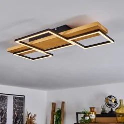 Hofstein Pompu Deckenleuche LED Schwarz, Holz hell, 1-flammig -LED Leuchten Verkäufe 2022 pompu deckenleuche h3564509 8