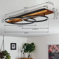 Hofstein Pompu Deckenleuchte LED Schwarz, Holz dunkel, 2-flammig -LED Leuchten Verkäufe 2022 pompu deckenleuchte h3392249 3