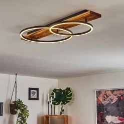 Hofstein Pompu Deckenleuchte LED Schwarz, Holz dunkel, 2-flammig -LED Leuchten Verkäufe 2022 pompu deckenleuchte h3392249 8