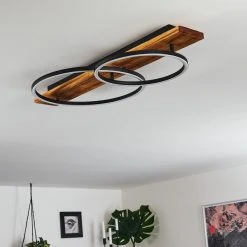 Hofstein Pompu Deckenleuchte LED Schwarz, Holz dunkel, 2-flammig -LED Leuchten Verkäufe 2022 pompu deckenleuchte h3392249 9